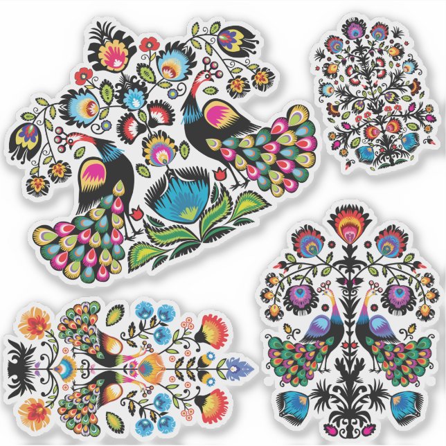 Schöne polnische Folklore Wycinanki Set Aufkleber (Vorderseite)