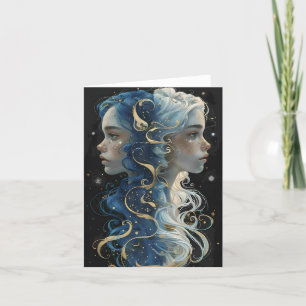 Schöne Portrait Gemini Zodiac Karten
