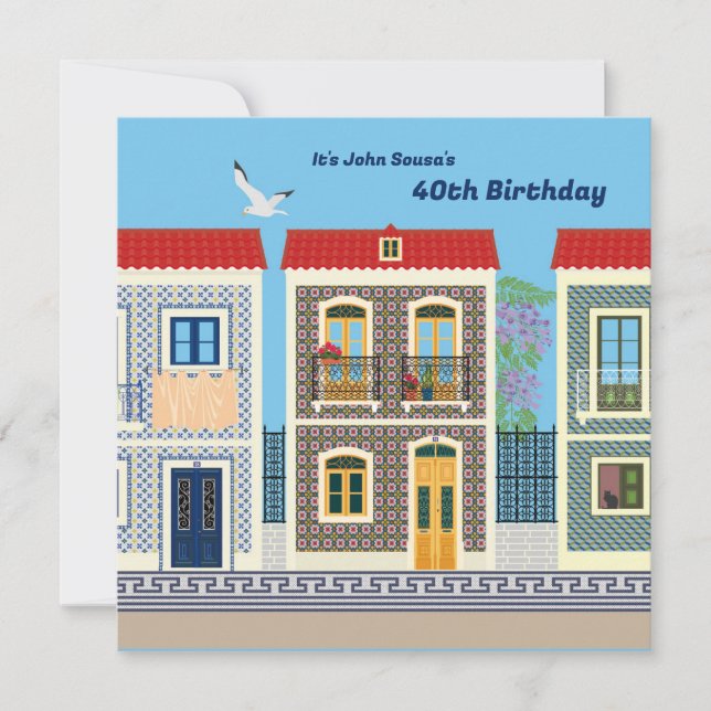 Schöne portugiesische Häuser mit Fliesen oder Azul (Vorderseite)