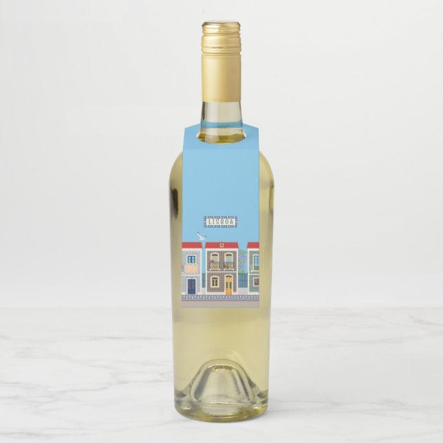 Schöne portugiesische Häuser mit Fliesen oder Azul Flaschenanhänger (Auf Flasche)