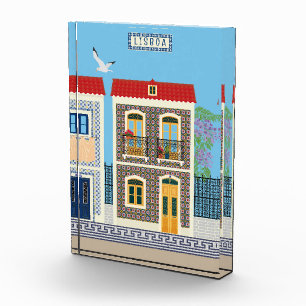 Schöne portugiesische Häuser mit Fliesen oder Azul Fotoblock