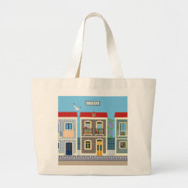 Schöne portugiesische Häuser mit Fliesen oder Azul Jumbo Stoffbeutel