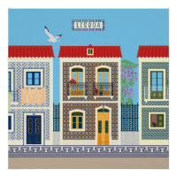 Schöne portugiesische Häuser mit Fliesen oder Azul