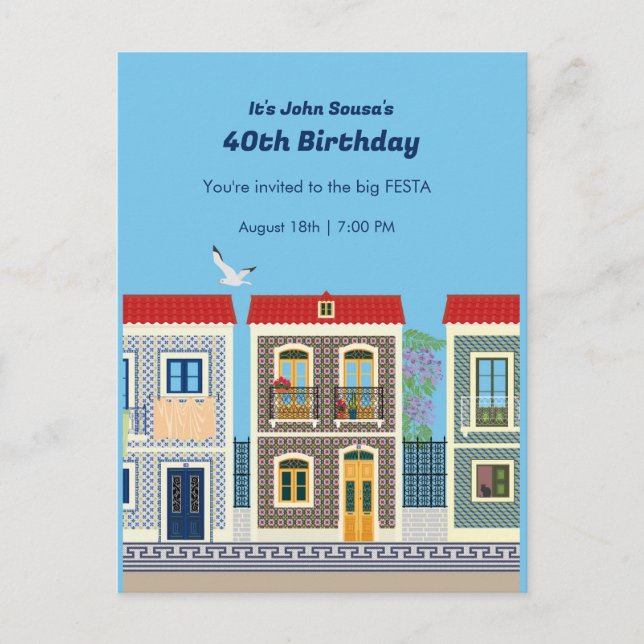 Schöne portugiesische Häuser mit Fliesen oder Azul Postkarte (Vorderseite)