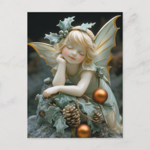 Schöne Porzellan-Fee-Stechpalmen-Zapfen-Ornament Postkarte