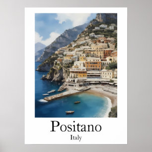 Schöne Positano Italien Landschaftsmalerei Poster