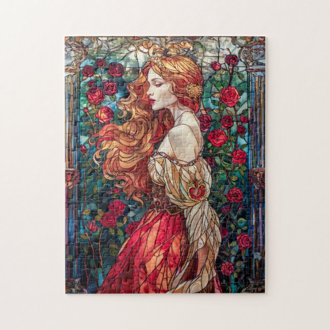 Schöne Prinzessin unter Rose Puzzle (Vertikal)