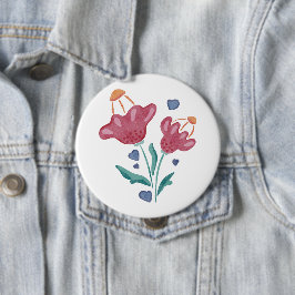 Schöne psychedelische Blume Button