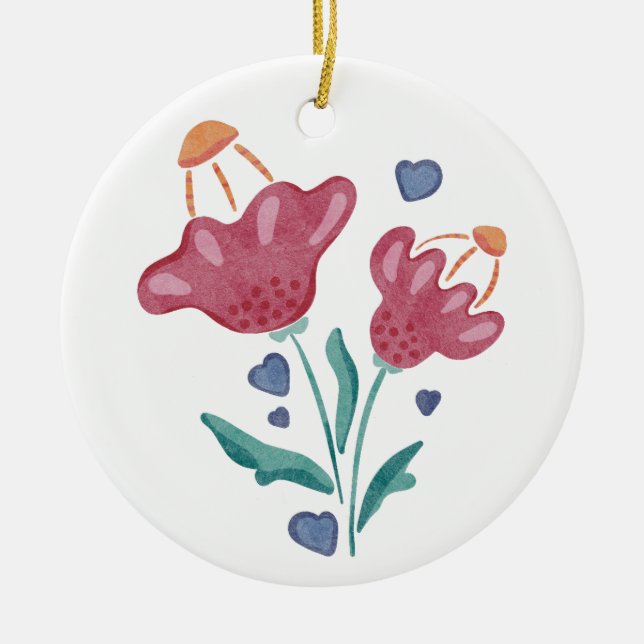 Schöne psychedelische Blume Keramik Ornament (Vorne)