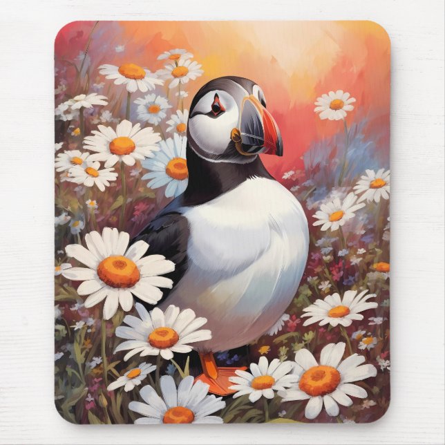 Schöne Puffin auf dem Platz Daisy Mousepad (Vorne)