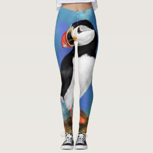 Schöne Puffin Vogelmalerei Kunst Leggings