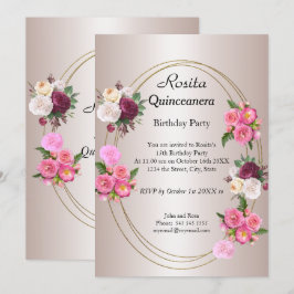 Schöne Quinceanera Light Pink Geburtstagsparty Einladung