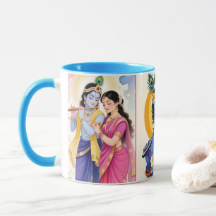 Schöne Radha-Krishna-Kaffeetasse mit blauem Akzent Tasse