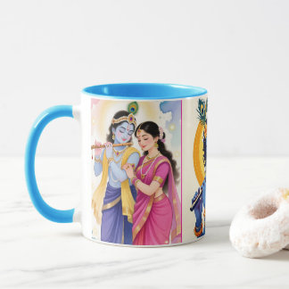 Schöne Radha-Krishna-Kaffeetasse mit blauem Akzent Tasse