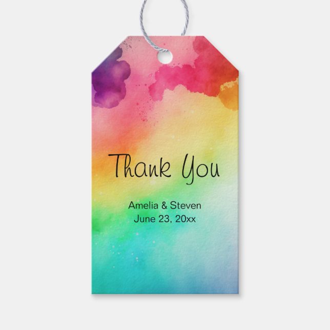 Schöne Rainbow-Farben Abstrakte Design-Hochzeit Geschenkanhänger (Vorderseite)