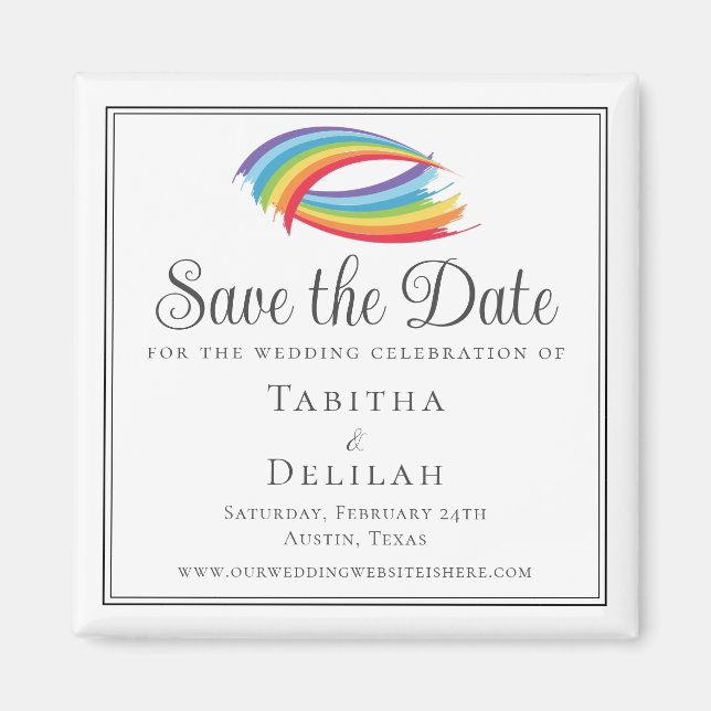Schöne Rainbow-Hochzeitswellen Save the Date Magnet (Vorne)