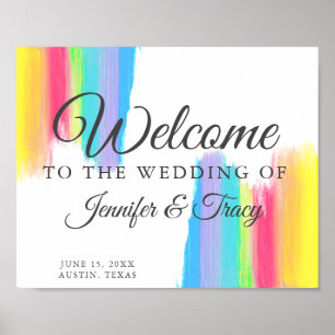 Schöne Rainbow Wedding farbenfrohe Custom Willkomm Poster