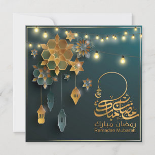 Schöne Ramadan Mubarak Golden & Blue Typografie Feiertagskarte