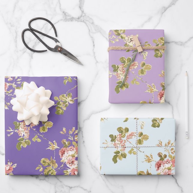 Schöne rankende Rosen im Blumengarten  Geschenkpapier Set (Vorderseite)