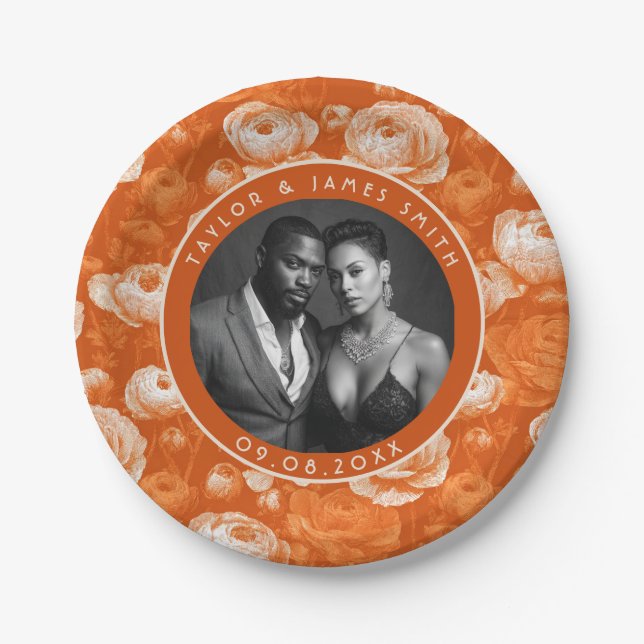 Schöne Ranunculus-Teller für Braut und Bräutigam C Pappteller (Vorderseite)