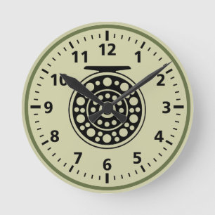 Schöne Raumdekoration Fly-Fishing-Rolle Runde Wanduhr