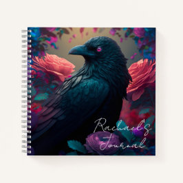 Schöne Raven und Blume Notizbuch