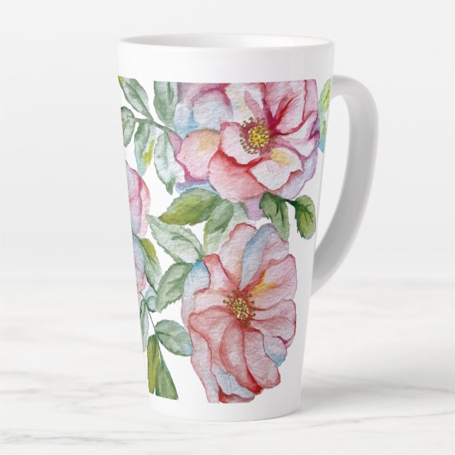 Schöne, realistische Rose. Milchtasse (Rechte Ecke)