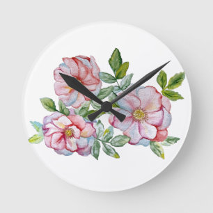 Schöne, realistische Rose. Runde Wanduhr