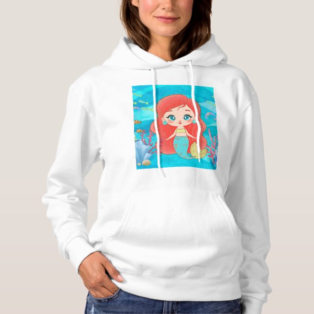 Schöne RED HAIR Meerjungfrau spielt Hoodie (Vorderseite)