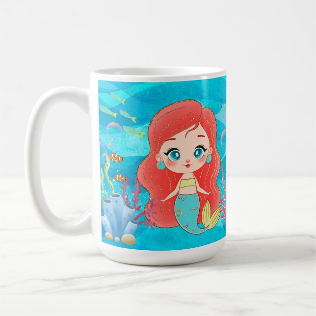 Schöne RED HAIR Meerjungfrau spielt Kaffeetasse (Links)