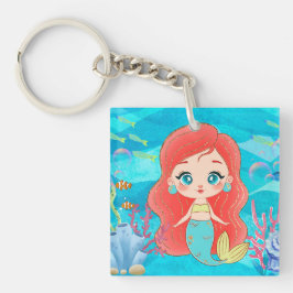 Schöne RED HAIR Meerjungfrau spielt Schlüsselanhänger