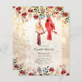 Schöne RED KARDINAL Birds Hochzeit Einladung