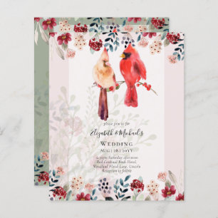Schöne RED KARDINAL Birds Hochzeit Einladung