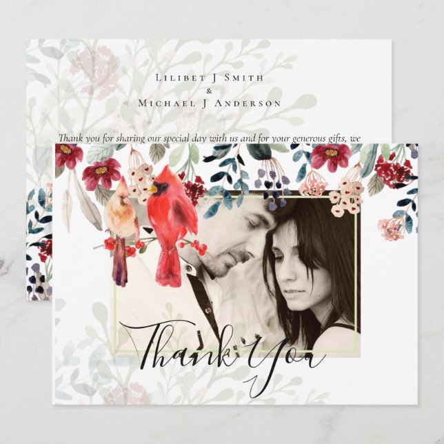 Schöne RED KARDINAL Birds Wedding (Vorne/Hinten)