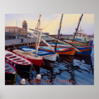 Schöne Red Orange Blue Green Boote in Collioure