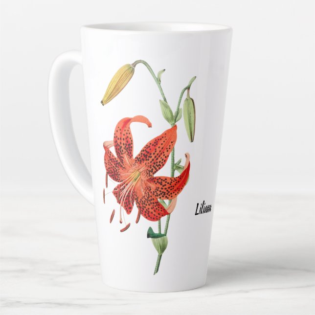 Schöne Red Tiger Lily Floral Coffee Tasse (Linke Ecke)
