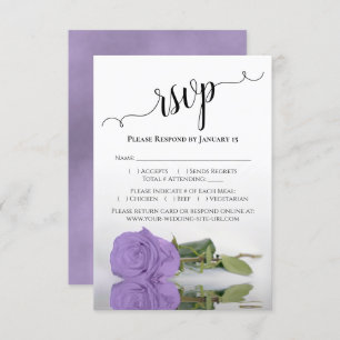 Schöne Reflektion Lavender Lila Rose Hochzeit RSVP Karte