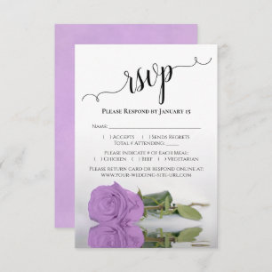 Schöne Reflektion Lila Rose Hochzeit Lilac RSVP Karte
