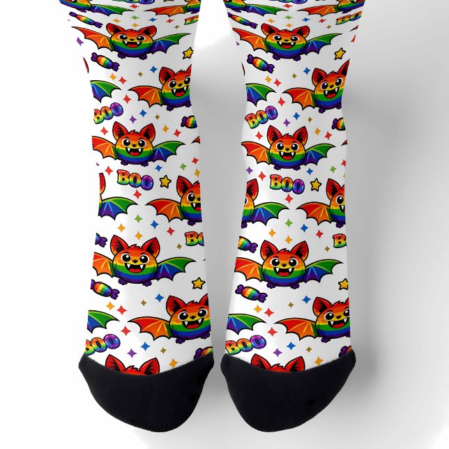 🦇🌈 Schöne Regenbogen-Fledermaus-Crew Socken (🦇🌈 BOO‑tiful Rainbow Bat Crew Socks)