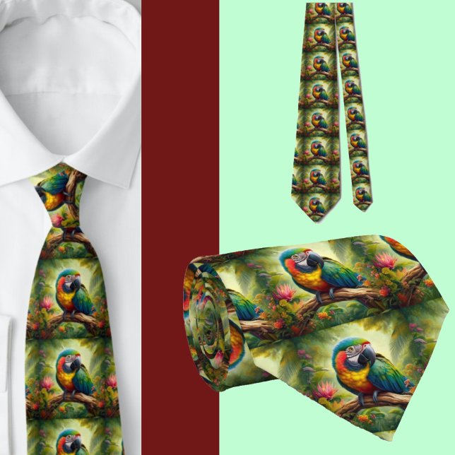 Schöne Regenbogen Parrots Necktie Krawatte (Von Creator hochgeladen)