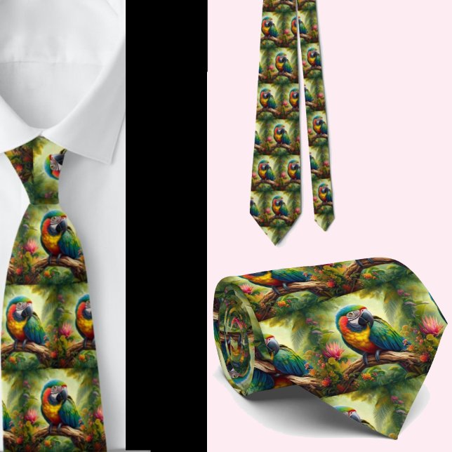Schöne Regenbogen Parrots Necktie Krawatte (Von Creator hochgeladen)