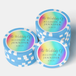 Schöne Regenbogen-Personalisierte Hochzeit Pokerchips