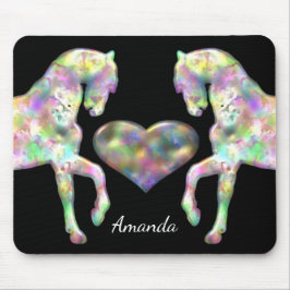 Schöne Regenbogen-Pferde und Herz Mousepad