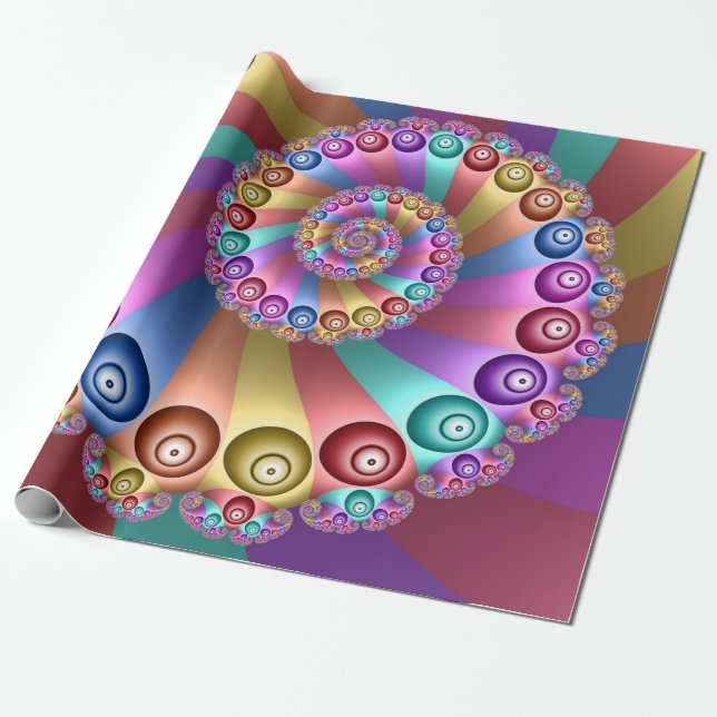 Schöne Regenbogenfarben Abstrakte Fraktal-Kunst Geschenkpapier (Ungerollt)