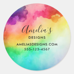 Schöne Regenbogenfarben Abstraktes Design Business Runder Aufkleber