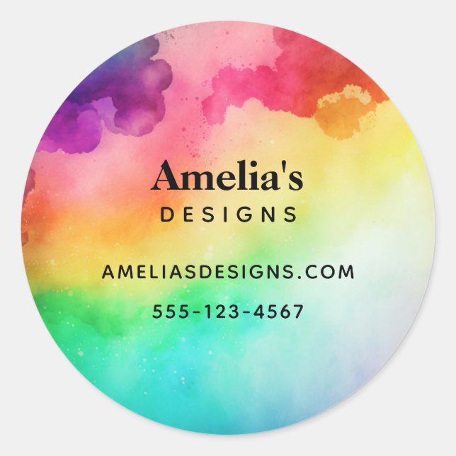 Schöne Regenbogenfarben Abstraktes Design Business Runder Aufkleber (Vorderseite)