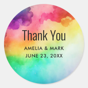 Schöne Regenbogenfarben Abstraktes Design Danke Runder Aufkleber