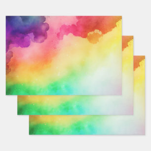 Schöne Regenbogenfarben Abstraktes Design Geschenkpapier Set