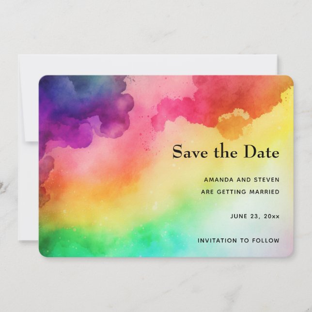 Schöne Regenbogenfarben Abstraktes Design Save The Date (Vorderseite)