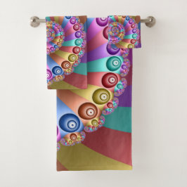 Schöne Regenbogenfarben Abstraktes Fraktal Kunst,  Badhandtuch Set
